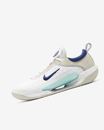 White / Light Beige / Turquoise / Deep Royal Blue Nike Court Zoom NXT Men's Tennis Shoes | CA_2881