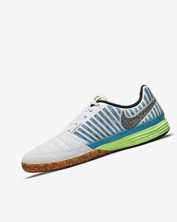 White / Light Blue / Black / Black Nike Lunar Gato II IC Men's Soccer Shoes | CA_5586