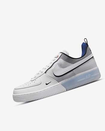 White / Light Blue / Deep Royal Blue / White Nike Air Force 1 React Men's Sneakers | CA_5330