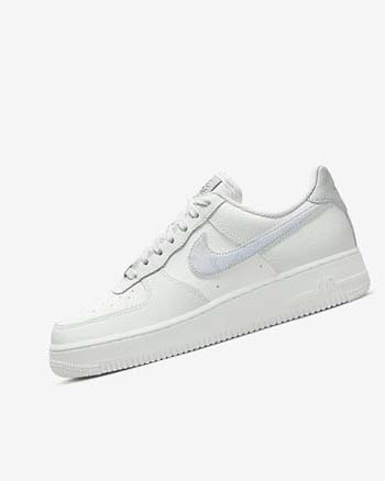 White / Metal Silver / Light Blue Nike Air Force 1 '07 Women's Sneakers | CA_3066