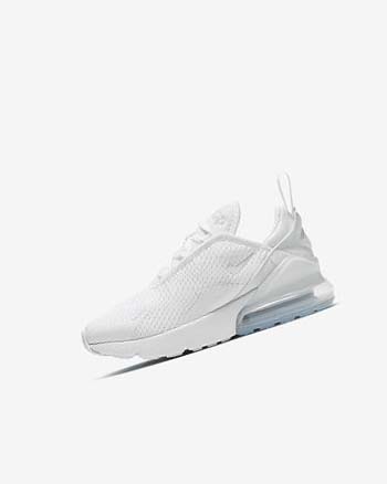 White / Metal Silver / White Nike Air Max 270 Boys' Casual Shoes | CA_3111