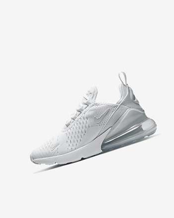 White / Metal Silver / White Nike Air Max 270 Boys' Casual Shoes | CA_5331