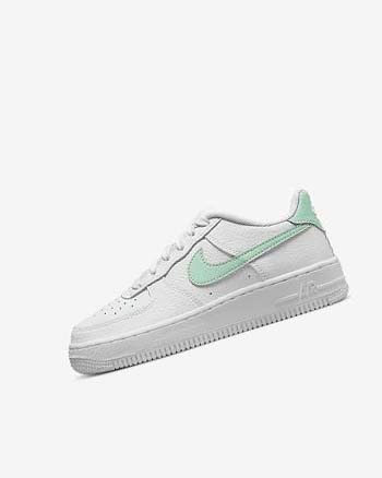 White / Mint Nike Air Force 1 Girls' Sneakers | CA_4747
