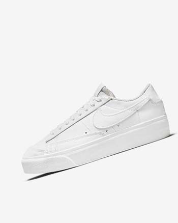 White Nike Blazer Low Platform Women's Sneakers | CA_2253