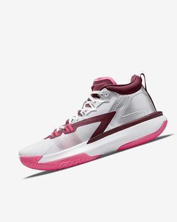 White / Pink / Burgundy Nike Zion 1 Men's Basketball Shoes | CA_2297