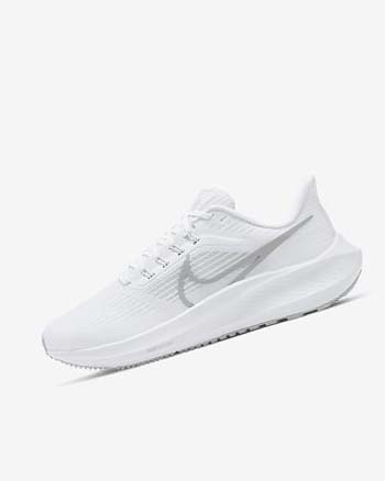 White / Platinum / Grey / Metal Silver Nike Air Zoom Pegasus 39 Women's Running Shoes | CA_5393