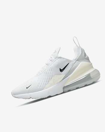 White / Platinum / Metal Silver Nike Air Max 270 Women's Casual Shoes | CA_4516