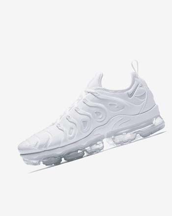 White / Platinum / White Nike Air VaporMax Plus Men's Sneakers | CA_5358