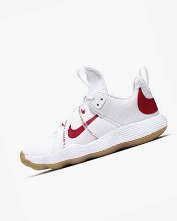 White / Red Nike React HyperSet Women's Volleyball Shoes | CA_5311