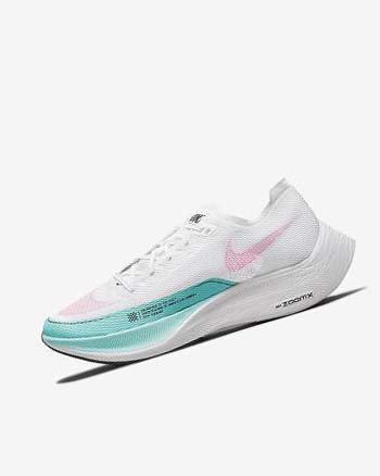 White / Turquoise / Pink Nike ZoomX Vaporfly Next% 2 Men's Running Shoes | CA_2872