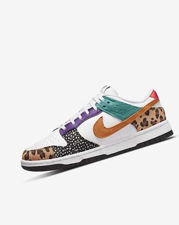 White / Turquoise / Purple / Deep Yellow Nike Dunk Low SE Women's Sneakers | CA_2949