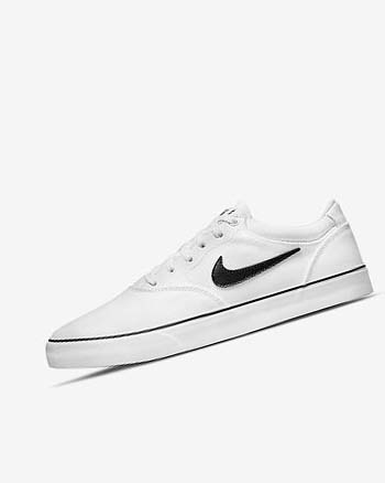 White / White / Black Nike SB Chron 2 Canvas Women's Skate Shoes | CA_2452