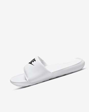 White / White / Black Nike Victori One Women's Slides | CA_5218
