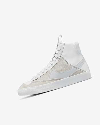 White / White / Blue Grey Nike Blazer Mid '77 SE Dance Boys' Sneakers | CA_2814
