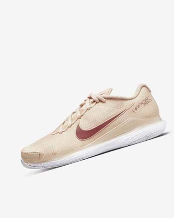 White / White / Coral / Red Nike Court Air Zoom Vapor Pro Women's Tennis Shoes | CA_2371