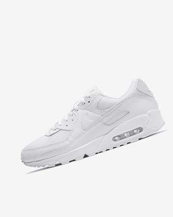White / White / Grey / White Nike Air Max 90 Men's Casual Shoes | CA_4846