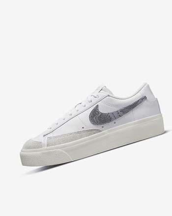White / White / Light Blue Nike Blazer Low Platform Women's Sneakers | CA_5362