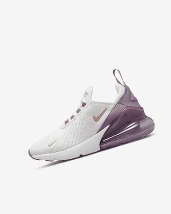 White / White / Metal Red Brown Nike Air Max 270 Boys' Casual Shoes | CA_4583