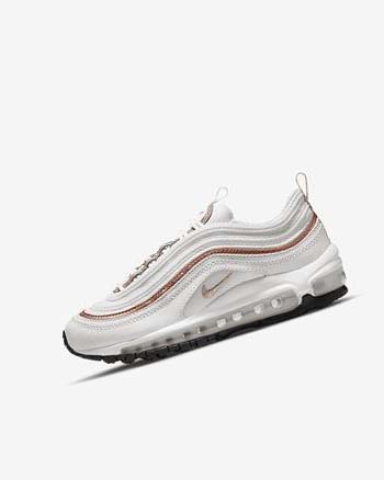White / White / Metal Red Brown Nike Air Max 97 Boys' Casual Shoes | CA_4633
