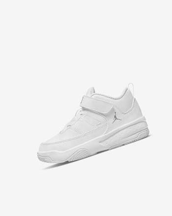 White / White / Metal Silver Nike Jordan Max Aura 3 Boys' Basketball Shoes | CA_4662