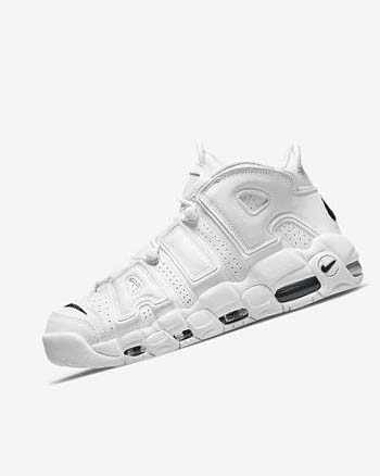 White / White / Navy Nike Air More Uptempo '96 Men's Basketball Shoes | CA_5454