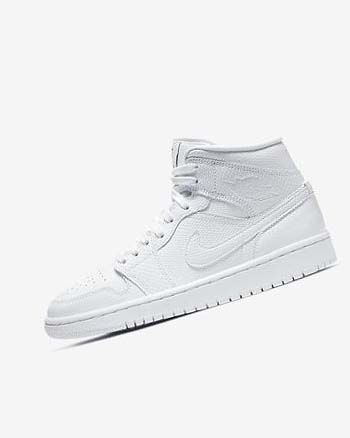 White / White Nike Air Jordan 1 Mid Women's Sneakers | CA_2821