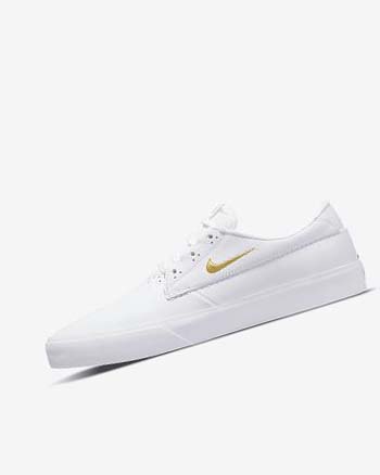 White / White / White / Metal Gold Nike SB Shane PRM Men's Skate Shoes | CA_1176