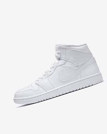 White / White / White Nike Air Jordan 1 Mid Men's Sneakers | CA_2885