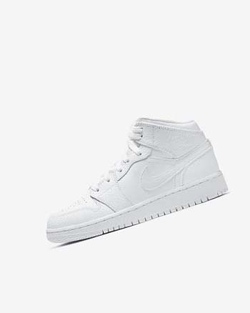 White / White / White Nike Air Jordan 1 Mid Boys' Sneakers | CA_5289