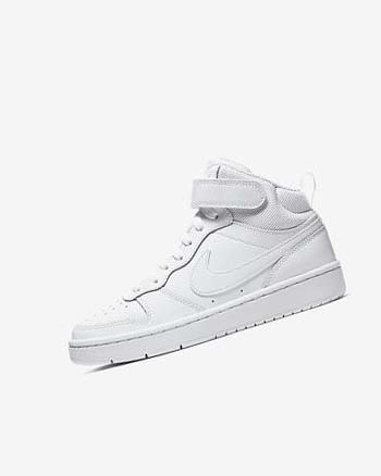 White / White / White Nike Court Borough Mid 2 Girls' Shoes | CA_1139