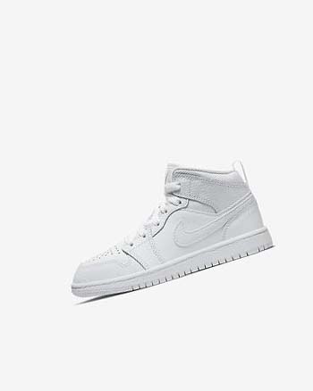 White / White / White Nike Jordan 1 Mid Boys' Shoes | CA_2985
