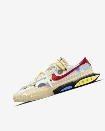 White / Yellow / Khaki / Red Nike Blazer Low '77 x Off-White™ Men's Sneakers | CA_2553
